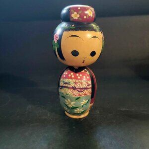 Vintage Japanese Kokeshi Wooden Folk Art Doll, Originating From Tohoku Region
